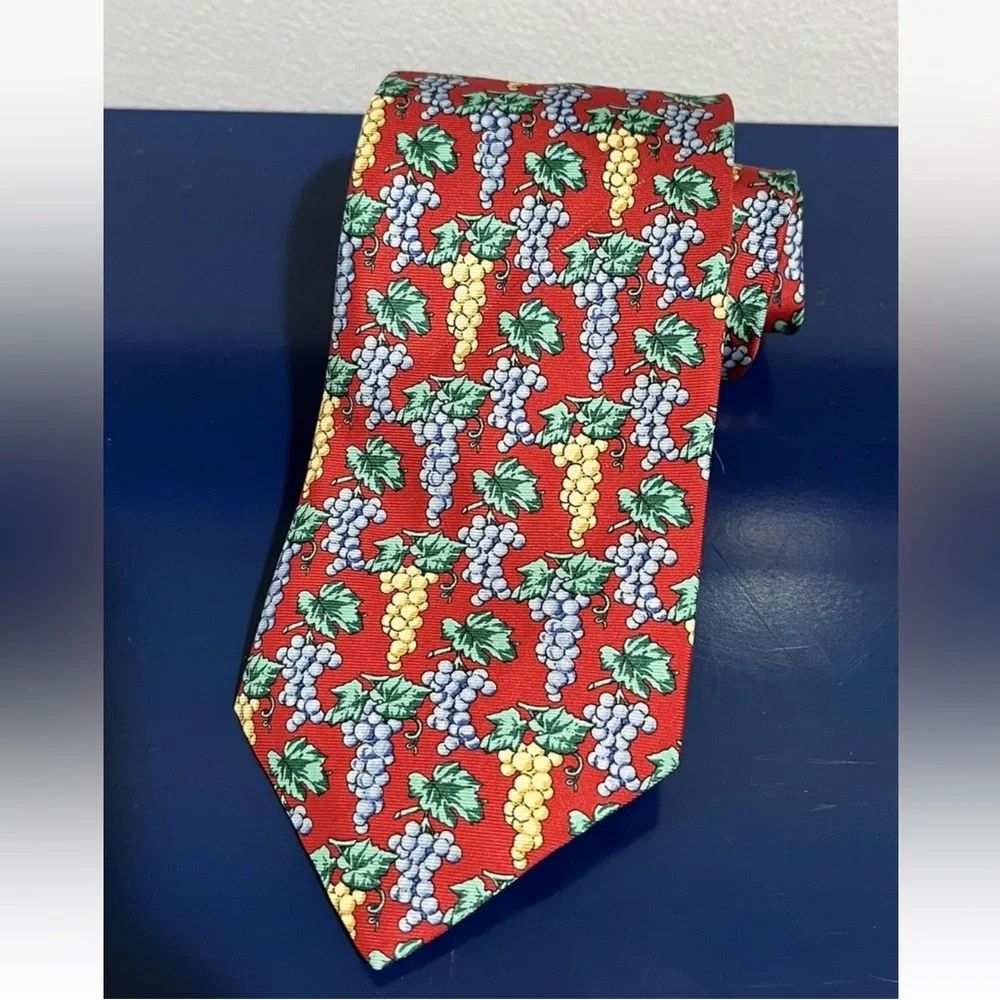 Thomas Pink Wine Grapes Silk Tie Mens Necktie Jermyn St London Blue Red Green